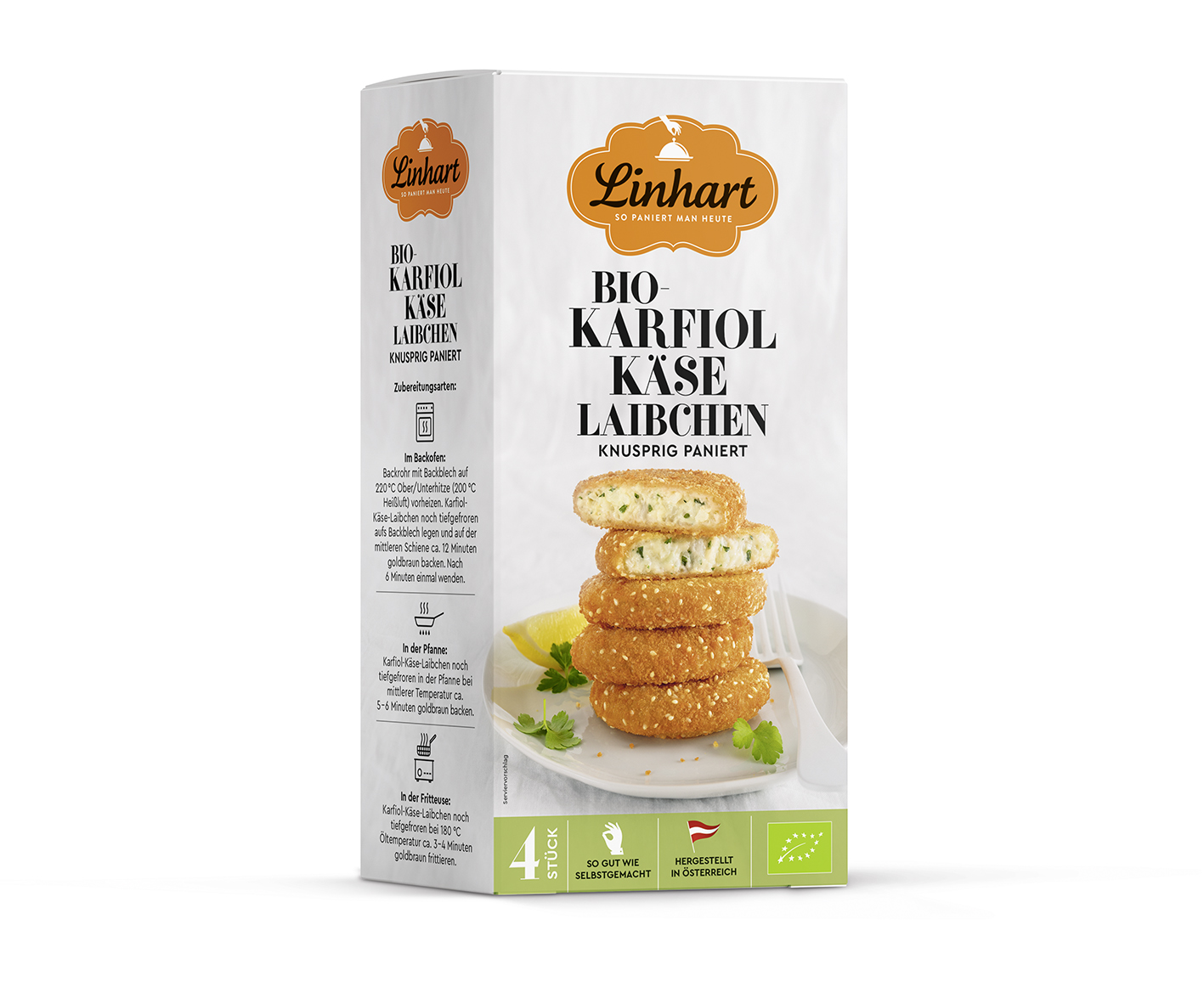 Packaging Bio-Karfiol-Käse-Laibchen